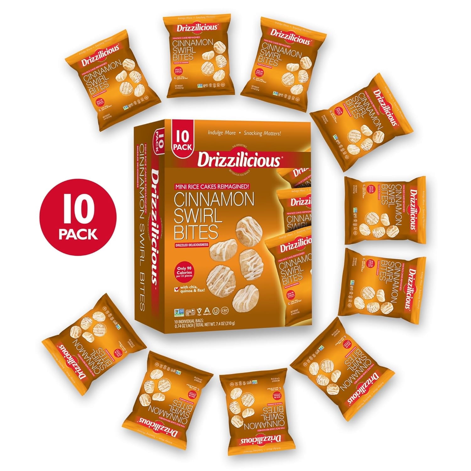 Drizzilicious S'Mores Crisp – Chocolate Drizzled Rice Crisp Snacks With Quinoa, Chia & Flax, 10 Individual Bags - View #6