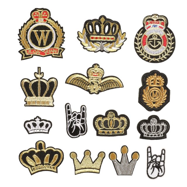 Insignia de tela de corona de estilo británico, accesorios de parche DIY para modelado, insignia de sombrero, pegatinas bordadas de tela bordadas por ordenador