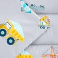 thumbnail image 4 of Extra Long Nap Mat with Removable Pillow for Kids Toddler Boys Girls Daycare Preschool Kindergarten Sleeping Bag, Car Crane Excavator Truck on Gray, 100% Cotton with Microfiber Fill, 4 of 5