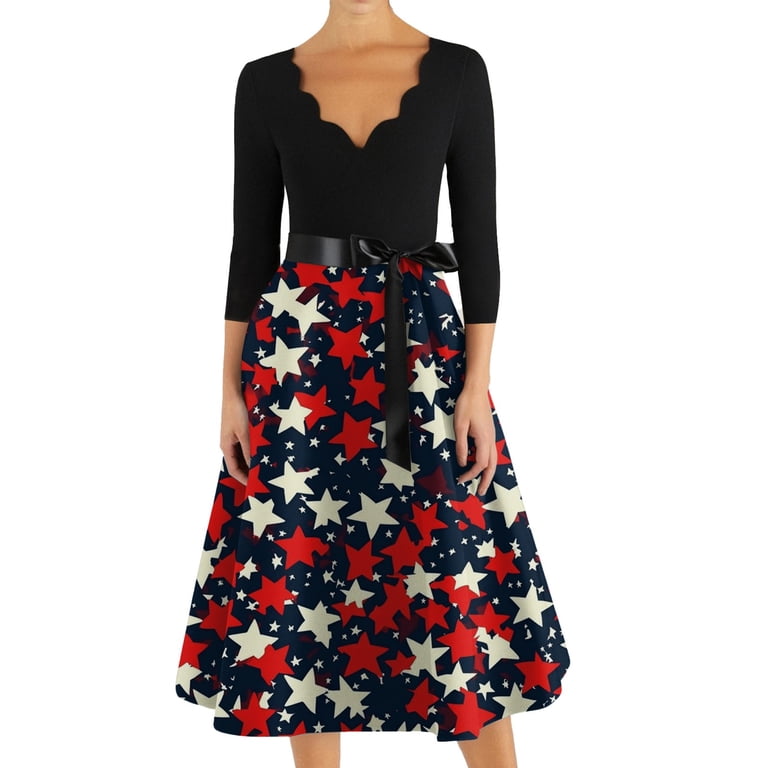 Empire Waist Dress For Women, 4Th Of July 50S Prom Dress Casual V Neck Short Sleeve Tunic Cocktail Dresses Formal Black Women Dress Pants Cocktail 2025 Hippie Clothes Dresses (S, Red) ZMTing - Empire Waist Dress For Women, 4Th Of July 50S Prom Dress Casual V Neck Short Sleeve Tunic Cocktail Dresses Formal Black Women Dress Pants Cocktail 2025 Hippie Clothes Dresses (S, Red) ZMTing -