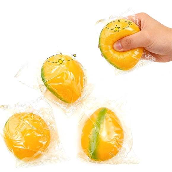 1 Pce Jouet Sensoriel Squishy Design Mangue Doux à Pincer Apaisant Fidget pour Détente Défoulement Créatif Forme de Fruit Présentoir de Bureau Jouet Anti-Stress, Jouet Apaisant, Jaune