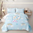thumbnail image 2 of jejeloiu Girls Personalized Monogram P Quilt King For Kids,Rainbow Loves Initial Design King Coverlet Set,3pcs, 2 of 7
