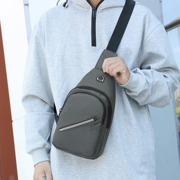 Fiudx Bolso Deportivo Cruzado, Tejido Resistente E Impermeable, Diseño Multifuncional, Ligero, Cómodo para Viajes, Actividades Al Aire Libre, Puerto para Auriculares, Tamaño 30 X 18 X 6 Cm.