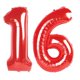 thumbnail image 1 of Globo Kelfuoya, 40 cm, lámina roja de mylar, número 16, para fiestas, 1 of 8