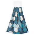thumbnail image 7 of Yayeee Kitchen Hanging Hand Towels Set of 2 with Loop Bathroom Absorbent Tie Towel, Dark Blue Hexagon Patterns, 7 of 7