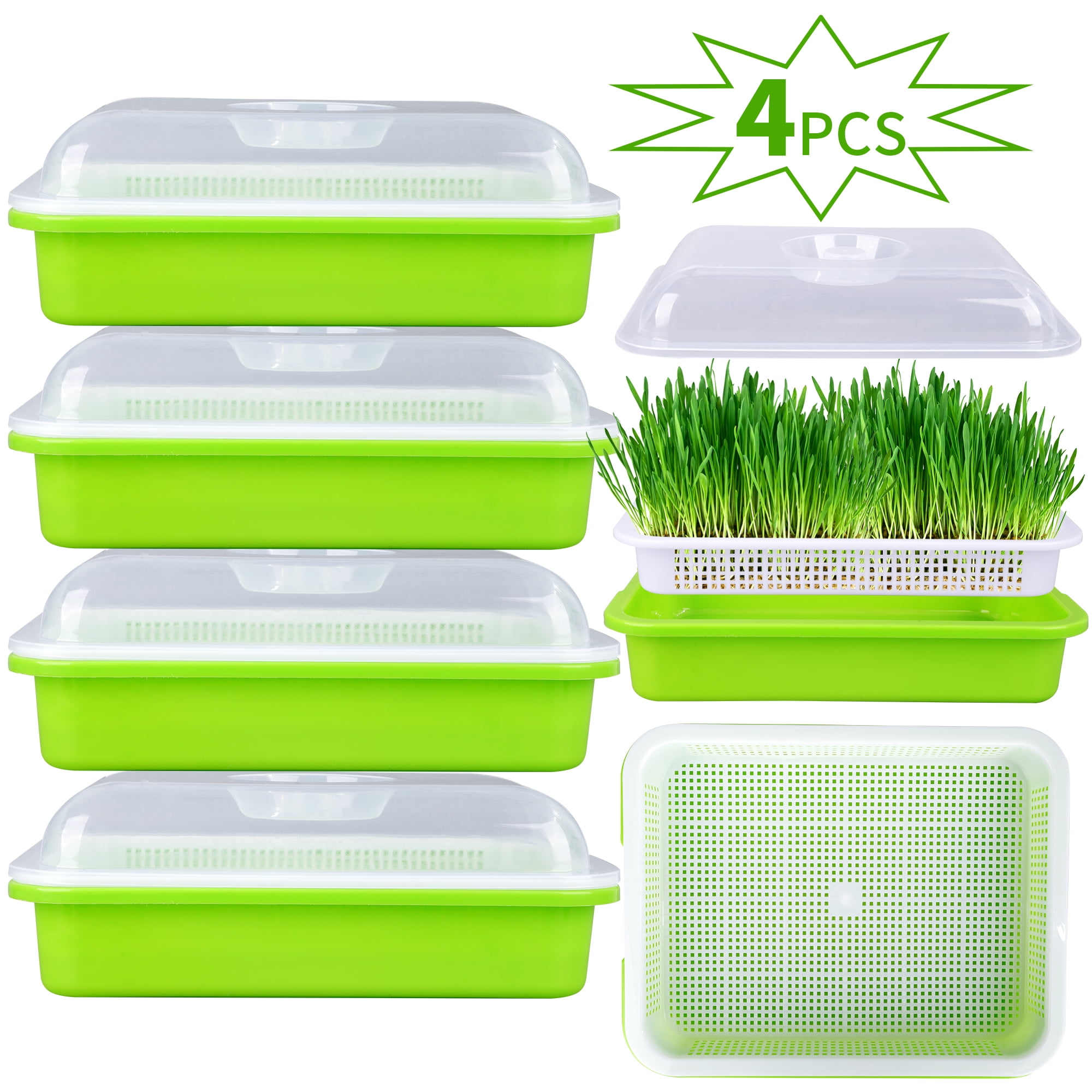 Seeds Grower & Storage Trays Soil-Free Sprouter Trays with Extra Plastic Shelf 