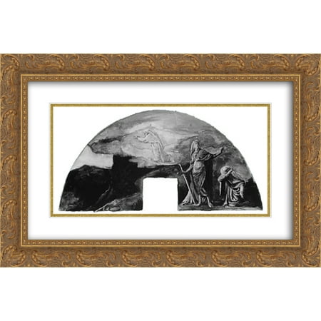 On The Arm Supreme John LaFarge 2x Matted 24x16 Framed Art Print 'The Moral and Divine Law: Moses Receives the Law on Mount Sinai; Color Study for Mural, Supreme Court Room, Minnesota State Capitol, Saint Paul' ()