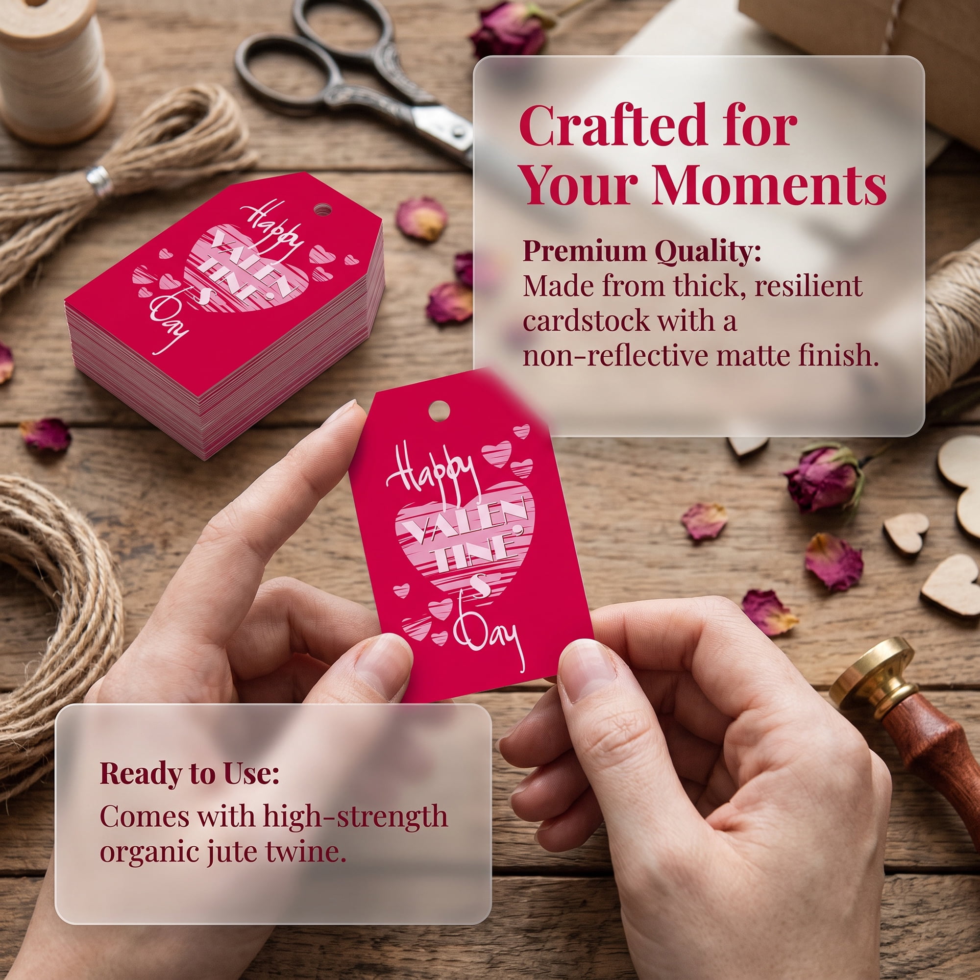 Unique Bargains Gift Tags with Twine for Present Wrapping and Crafting Striped Heart 2" x 3.1"