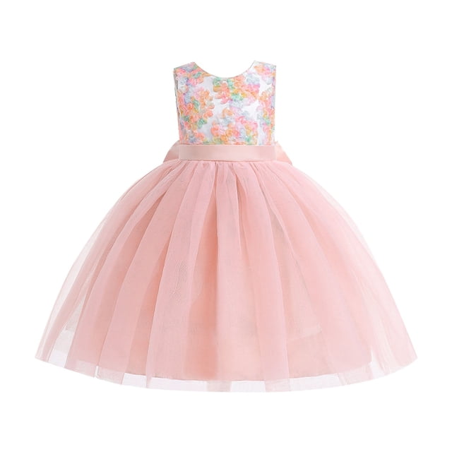 adviicd Robe Bébé Filles Fleur Tulle Princesse Robe de Concours pour Mariage Robes de Fête pour Enfants Blanc,110