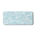 thumbnail image 1 of Feather Computer Mouse Pad, Vintage Monochrome Pattern of Quills and Sun Motifs Design, Rectangle Non-Slip Rubber Mousepad X-Large, 35" x 15" Gaming Size, Pale Blue and White, by Ambesonne, 1 of 2