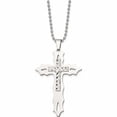 thumbnail image 3 of Stainless Steel Polished With Sterling Silver Inlay Cross 20In Necklace (20 X 41) Made In China -Jewelry By Sweet Pea, 3 of 8
