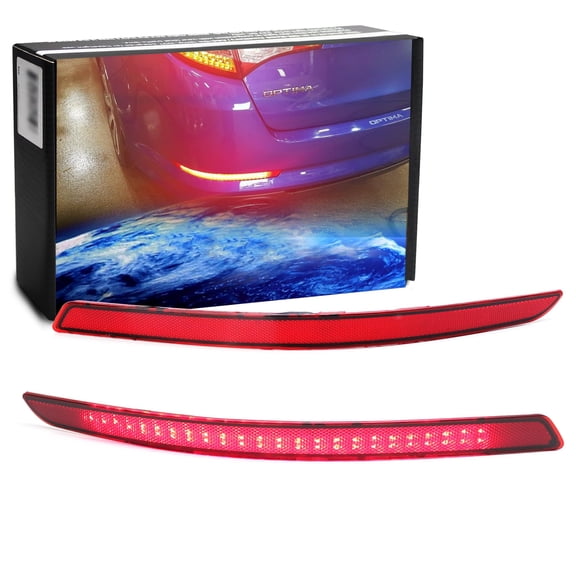 Brilliant Red 40-SMD LED Bumper Reflector Lights For 2014-2015 Kia Optima K5, Function as Tail & Brake Lamps
