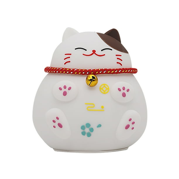 Lucky Cat Night Light USB Rechargeable Bedside Lamp Fortune Cat