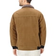 thumbnail image 2 of Men's Corduroy Zip Up Quilted Sherpa Collar Multi Pocket Flight Bomber Jacket (Khaki, S), 2 of 3