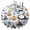 White (with Halloween-themed multicolor prints), variant on Ghost Pattern Round Tablecloth 60 Inch - Halloween Waterproof Washable Cute Spooky Pumpkin Design