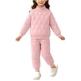 thumbnail image 2 of Taqqpue Toddler Girls Solid Color Sweatshirt Casual Pants Set 0-10T | Long Sleeve Crewneck Pullover Tops + Joggers,Girls Sweatsuits, Cute 2Pcs Infant Fall Winter Keep Warm Fleece Outfits for Kids, 2 of 10