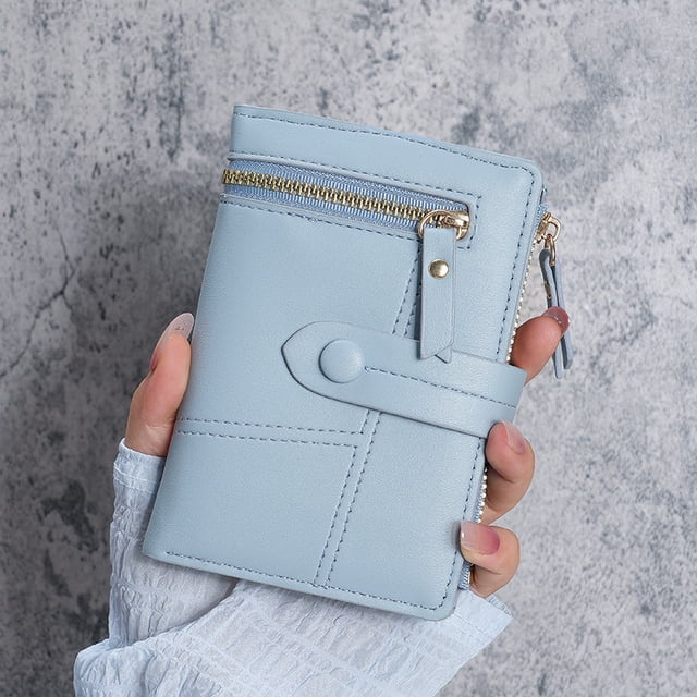 Monedero de mujer de piel sintética con cremallera corta, monedero, cartera para mujer, bolsa de almacenamiento