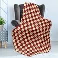 thumbnail image 4 of Fleur De Lis Soft Flannel Fleece Throw Blanket, Geometrical Rhombus Arrangement Western Culture Royal Lily Pattern, Cozy Plush for Indoor and Outdoor Use, 70" x 90", Ruby Yellow White, by Ambesonne, 4 of 5