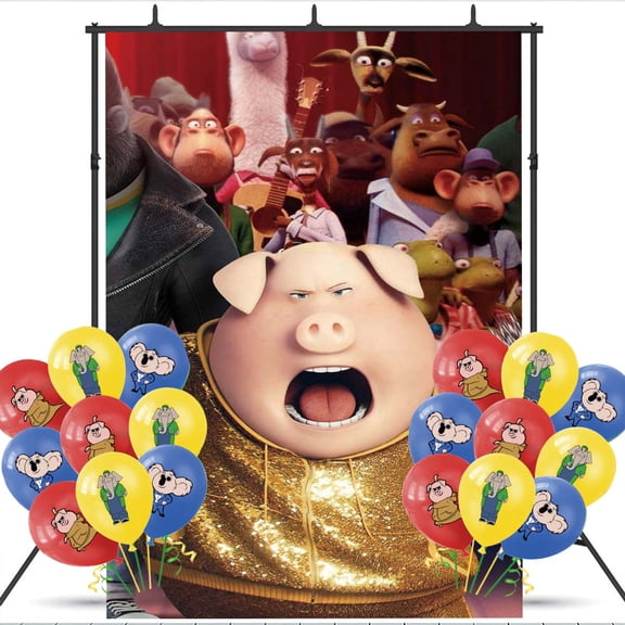 Sing Movie Backdrop Banner Balloons Party Decorations Supplies Taspestry Wall Decor Background Poster