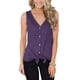 thumbnail image 1 of Camisetas sin mangas con cuello en V y botones para mujer, camisas básicas informales de verano sin mangas, camisola con tiras en la parte delantera, Purple-XL BANYUO Electrónica, 1 of 4