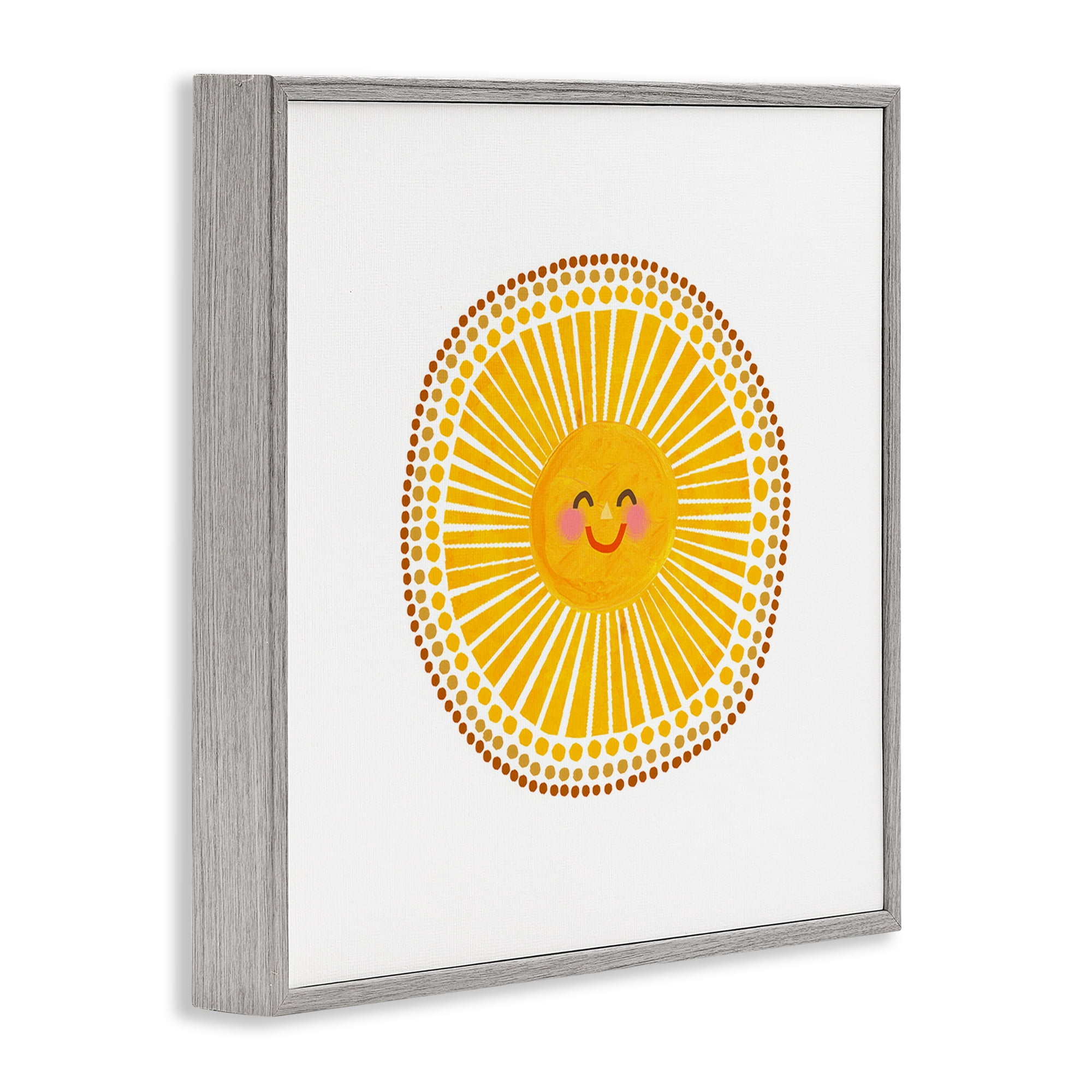 Stupell Industries Yellow Sun's Smile Gray Framed Giclee Art, design by Katherine Herrell Studio
