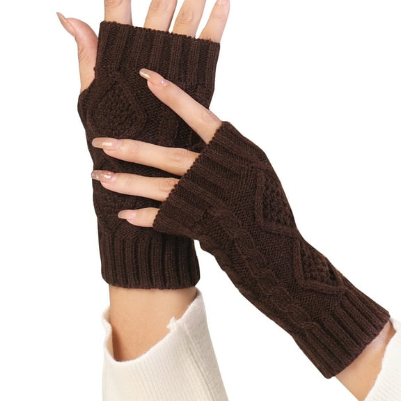 OAVQHLG3B Gloves Women's Winter Fingerless Thermal Gloves, Knitted Gloves With Thumb Holes