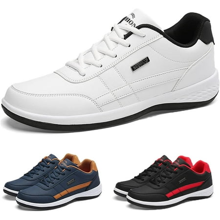 Men Orthopedic Shoes Lace-Up Sneakers Extended Width Foot and Heel Comfortable Breathable Anti-Slip Low Top Walking Shoes