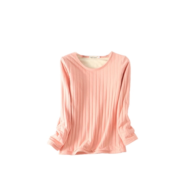 Jumpingount Ropa interior Camiseta Mujer Cálido Grueso Algodón A prueba de viento Ropa interior sin rastro Ropa cómoda Manga larga Invierno Prendas para la parte del cuerpo Rosado L rosa L Jumpingount AP013131-06