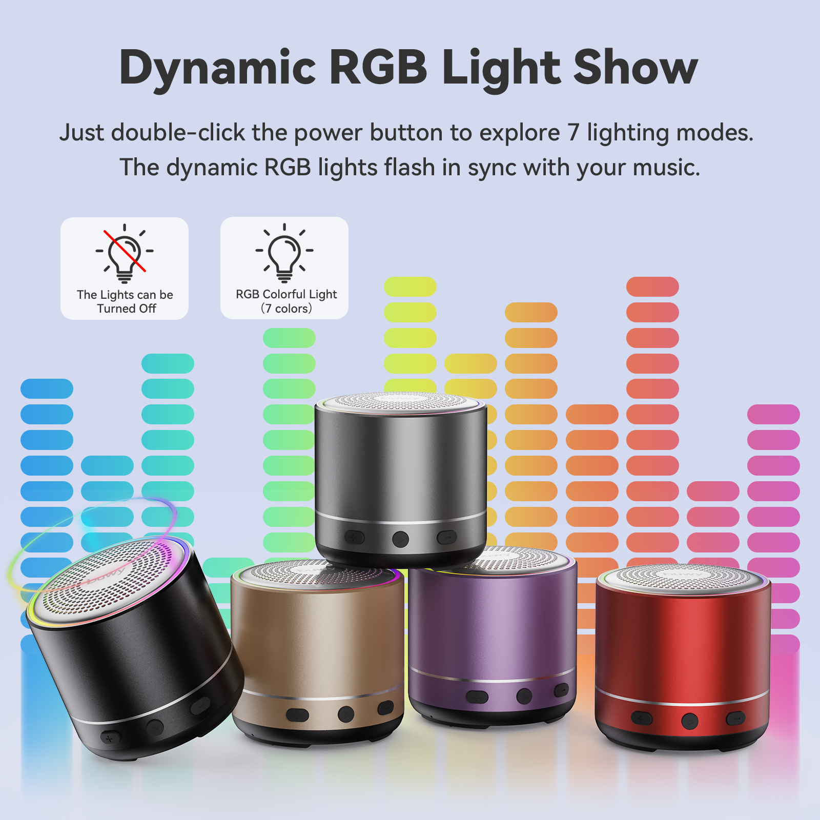 Cillso Mini Portable Bluetooth Speaker, IP68 Waterproof with RGB Lights photo 8