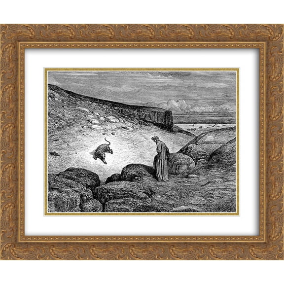 Gustave Dore 2x Matted 24x20 Gold Ornate Framed Art Print 'The Panther'