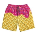 thumbnail image 3 of Uemuo Red Ice Cream Pattern Men's Swim Trunks Hawaiian Beach Bathing Suit Swimsuits Beach Quick-Dry Shorts with Pockets-Small, 3 of 9