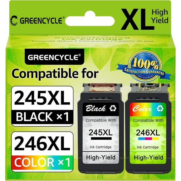SHILIU-Remanufactured PG245XL CL246XL 245XL 246XL Ink Cartridge Compatible for Canon Pixma MX490 MG2522 MG2525 MG2922 MG2924 MG3022 MG3029 TS3120 TS3122 TS202 Printer (1 Black, 1 Tri-Color)