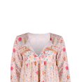 thumbnail image 4 of VISgogo Vestido Corto de Verano para Mujer, Estilo Bohemio Estampado Floral Escote en V Borlas Decoración Manga Larga Falda de Playa Suelta VISgogo moda, 4 of 9
