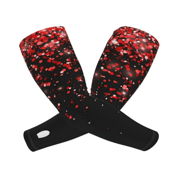 Picia Red Glitter1 Arm Sleeves for Men and Women - Tattoo Cover Up UPF 50  Cooling Sports Sleeve for Basketball Golf Football-One Size