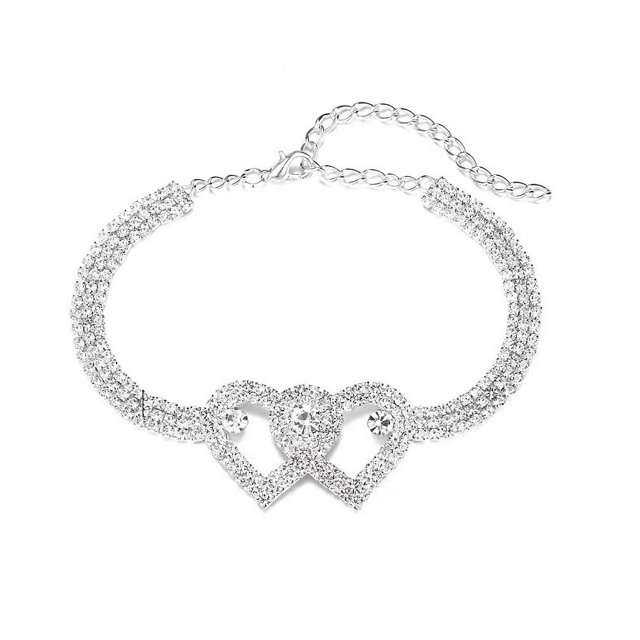 Tobillera Pulsera de tobillo con doble corazón para mujer Tobillera de playa descalza de verano Joyería Tobillera para mujer.