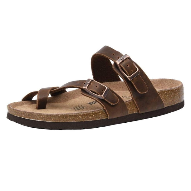 CUSHIONAIRE Sandalia Mujer Luna Plantilla Corcho con +Comfort BROWN OILY 7.5
