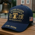 thumbnail image 3 of WKSCLPAI United States 250th Anniversary Hat, Adjustable Bald Eagle Liberty Statue Printed Patriotic Baseball Cap for Men Women, Patriotic Gifts Anniversary Hats, 3 of 5
