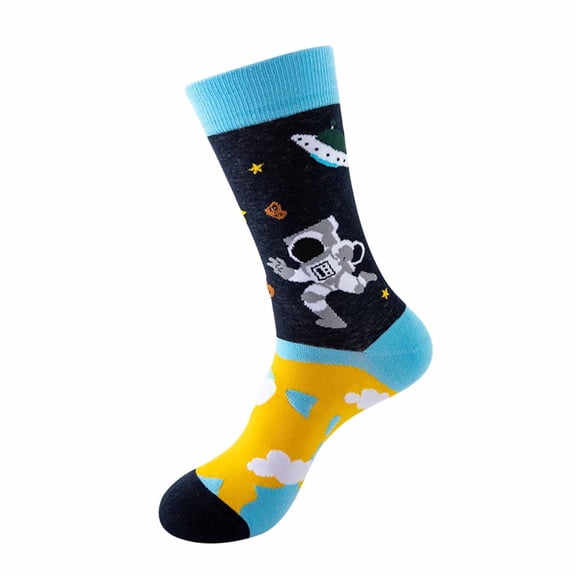 Gymayou Women Printed Casual Socks Winter and Fall Crew Socks for Women Home Floor Multicolor #4 One Size