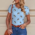 thumbnail image 6 of KLL Women 's Crew Neck Bodysuit Jumpsuits French Bulldog Puppy Print Short onesies Stretch T Shirts, 6 of 7