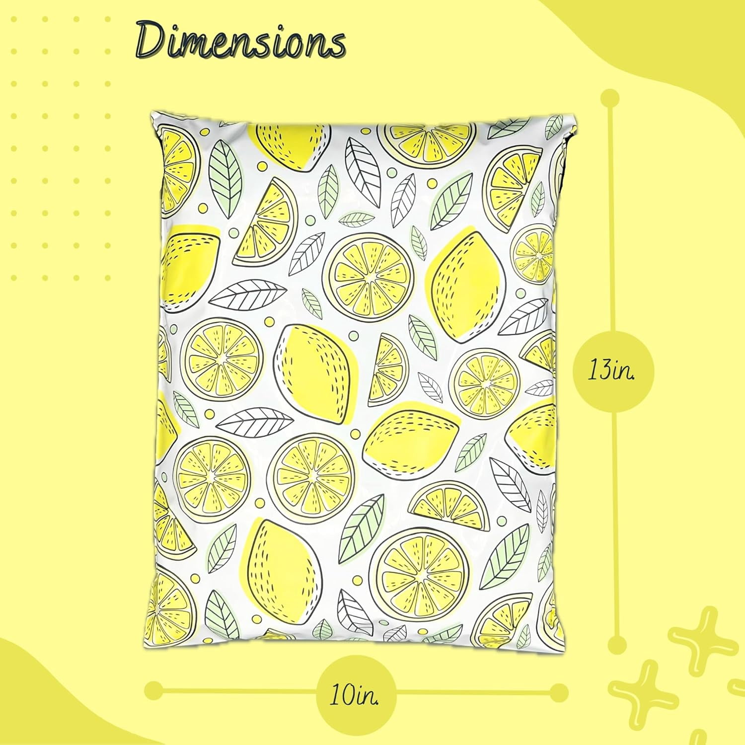 Hawk Poly Mailers 10x13 Cute Heavy Duty 3.15mil Self-Sealing Shipping Envelopes for Small Businesses Printed Waterproof Mailing Bags Tear Proof Fun Fruit Non Padded (Lucky Lemons 100 pack, 10x13)