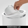 thumbnail image 5 of mDesign Small Round Metal 4.8 Gallon Covered Bathroom Swing Lid Trash Can, White, 5 of 7