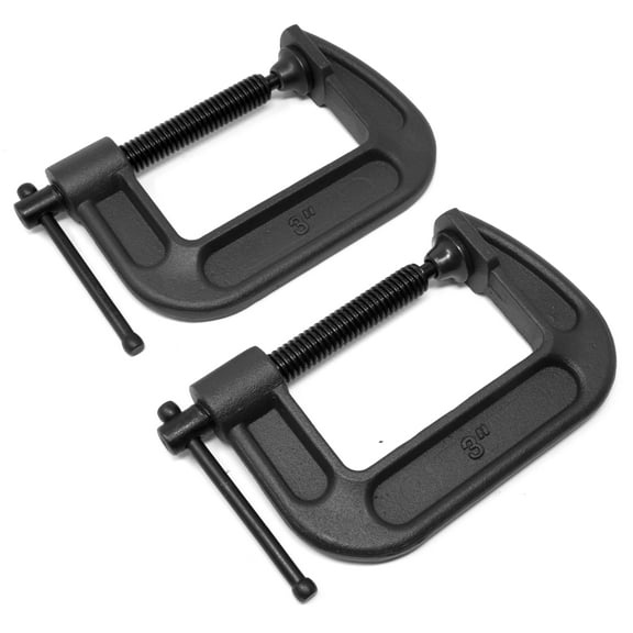 WEN Heavy-Duty Cast Iron C-Clamps with 3-Inch Jaw Opening and 2-Inch Throat, 2 Pack