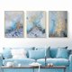 thumbnail image 1 of Set of 3 abstract decorative canvas paintings, blue marble prints, 1 of 5