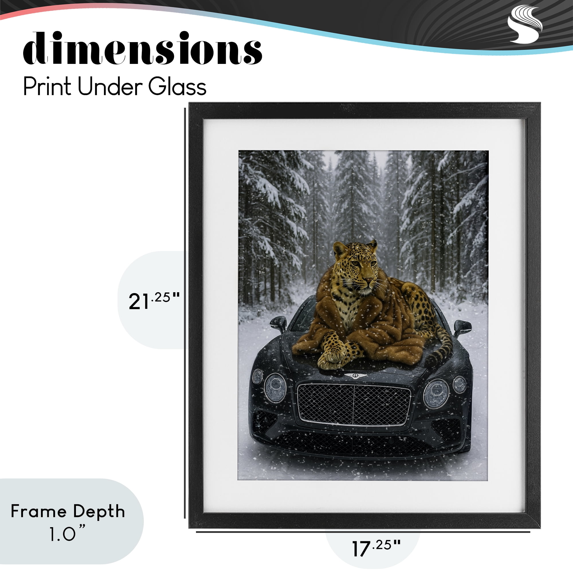 Stupell Industries Luxurious Leopard Winter Woods Black Framed Print Under Glass, design by Grotto Studios