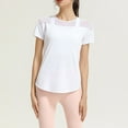 thumbnail image 4 of Olyvenn Stylish Mesh TShirts for Women Back Cut out Workout Tops Short Sleeve Crewneck Casual Athletic Tees Summer Trendy T-Shirt White 10, 4 of 6
