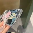 thumbnail image 6 of Kawaii Cute Tulip Flower Cow Print Plating Mirror Lanyard Chain Phone Case Compatible with iPhone Case (Silver,iPhone 12), 6 of 6