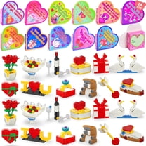 Valentines Day Gifts, 24Pcs Valentine building Block with Valentine's Cards for Kids Valentine Day Party Favors, Prize Supplies, Valentine's Gifts Exchange School Rewards