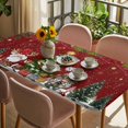 thumbnail image 3 of Red Christmas Table Cloths for 4 Foot Rectangle Tables, Gnomes Xmas Tree Snowflake Winter Gifts Patio Waterproof Elastic Fitted Tablecloths, Washable Rectangular Table Cover for Camping, 3 of 8