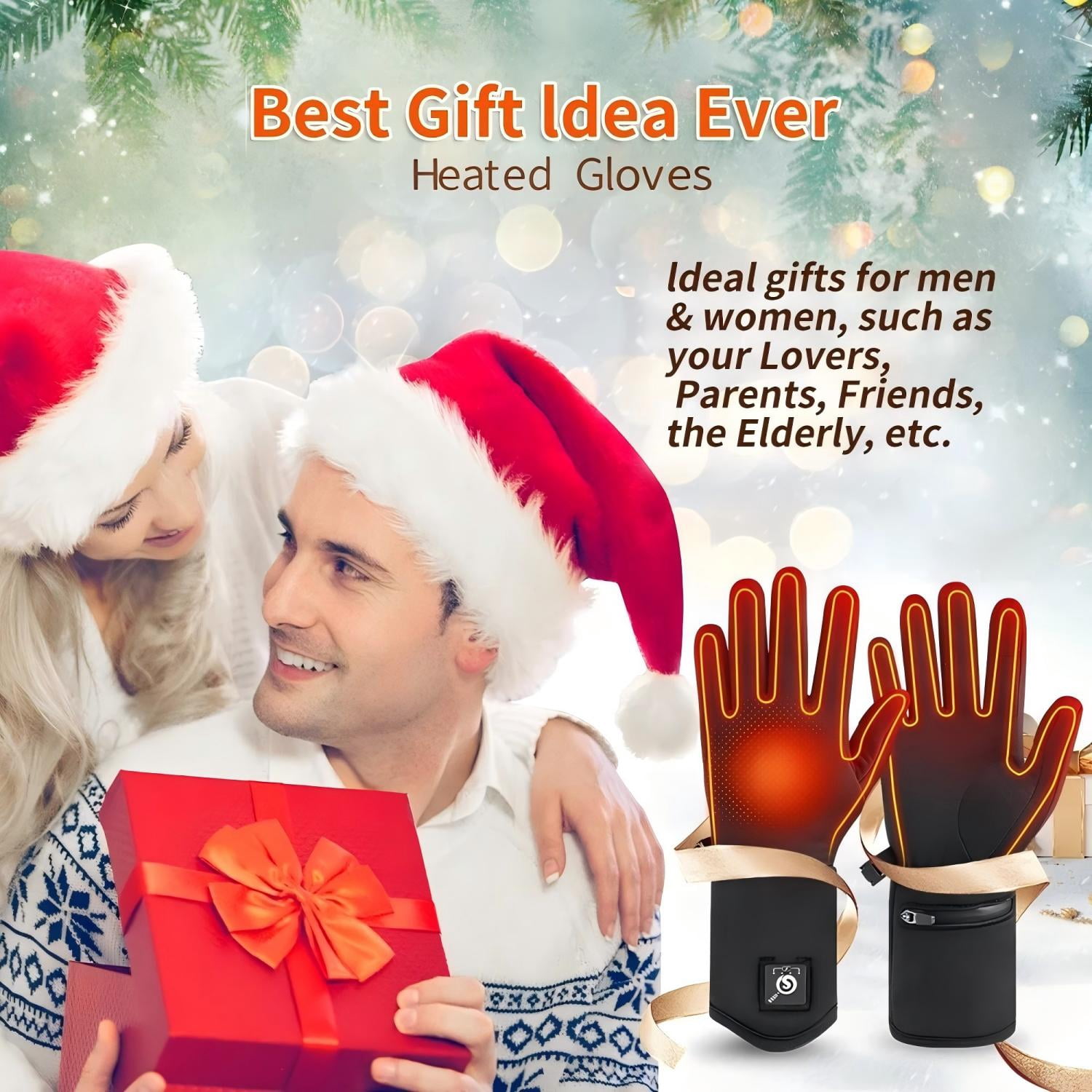 SNOW DEER Heated Glove Liners for Men Women, Rechargeable Battery Electric Heated Gloves, Winter Warm Glove Liners, Thin Gloves Riding Ski Snowboarding Hiking Cycling Hand Warmers