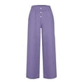 thumbnail image 3 of Clothing 2025 Women's Casual Pants Women Linen Palazzo Pants Wide Leg High Waist Summer Casual Boho Trousers Travel Vacation Outfits Women Blendingpants, 3 of 4